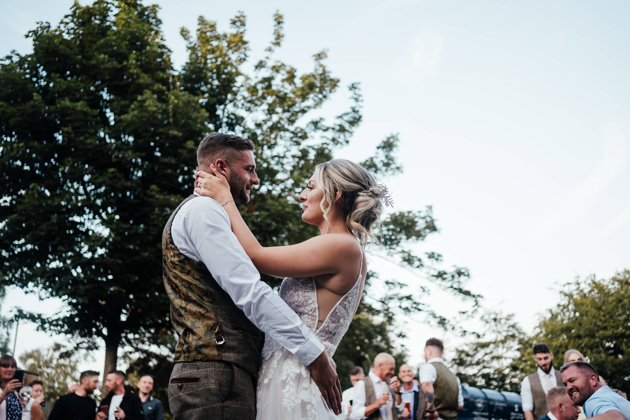 Wedding Photography at Cockliffe House - bride and groom first dance outside