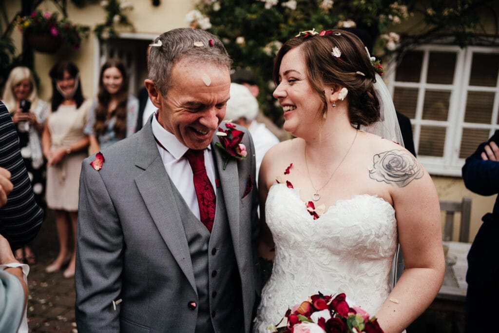 Wedding Photography at The Cottage hotel in ruddington. Confetti photo